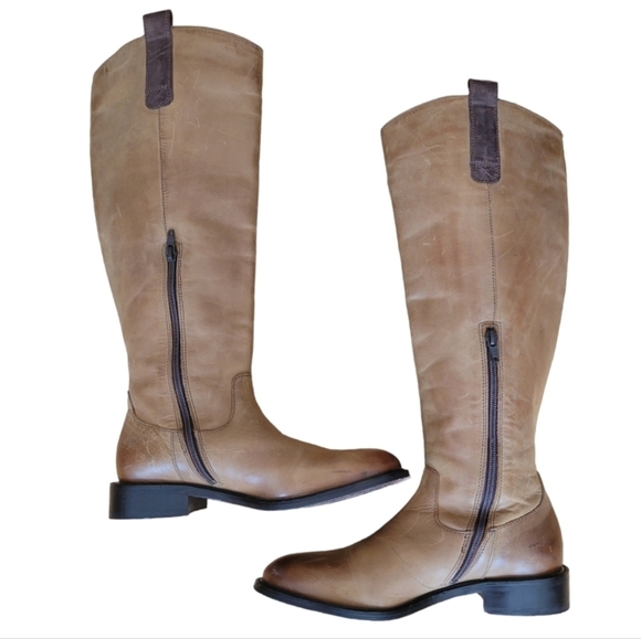 Vero Cuoio Distressed Italian Leather Riding Boots Size 7 - Picture 2 of 9